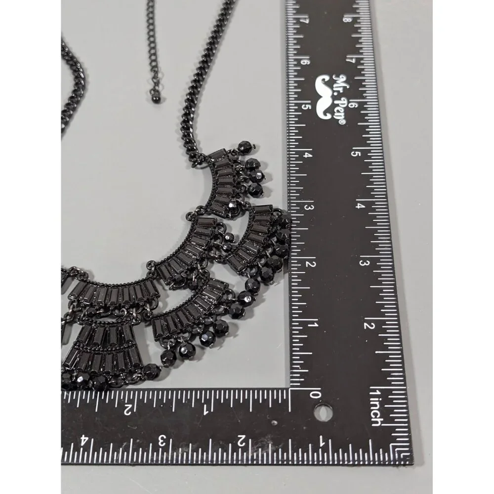 Black Chandelier Charm Statement Necklace Elegant‎ Goth 23